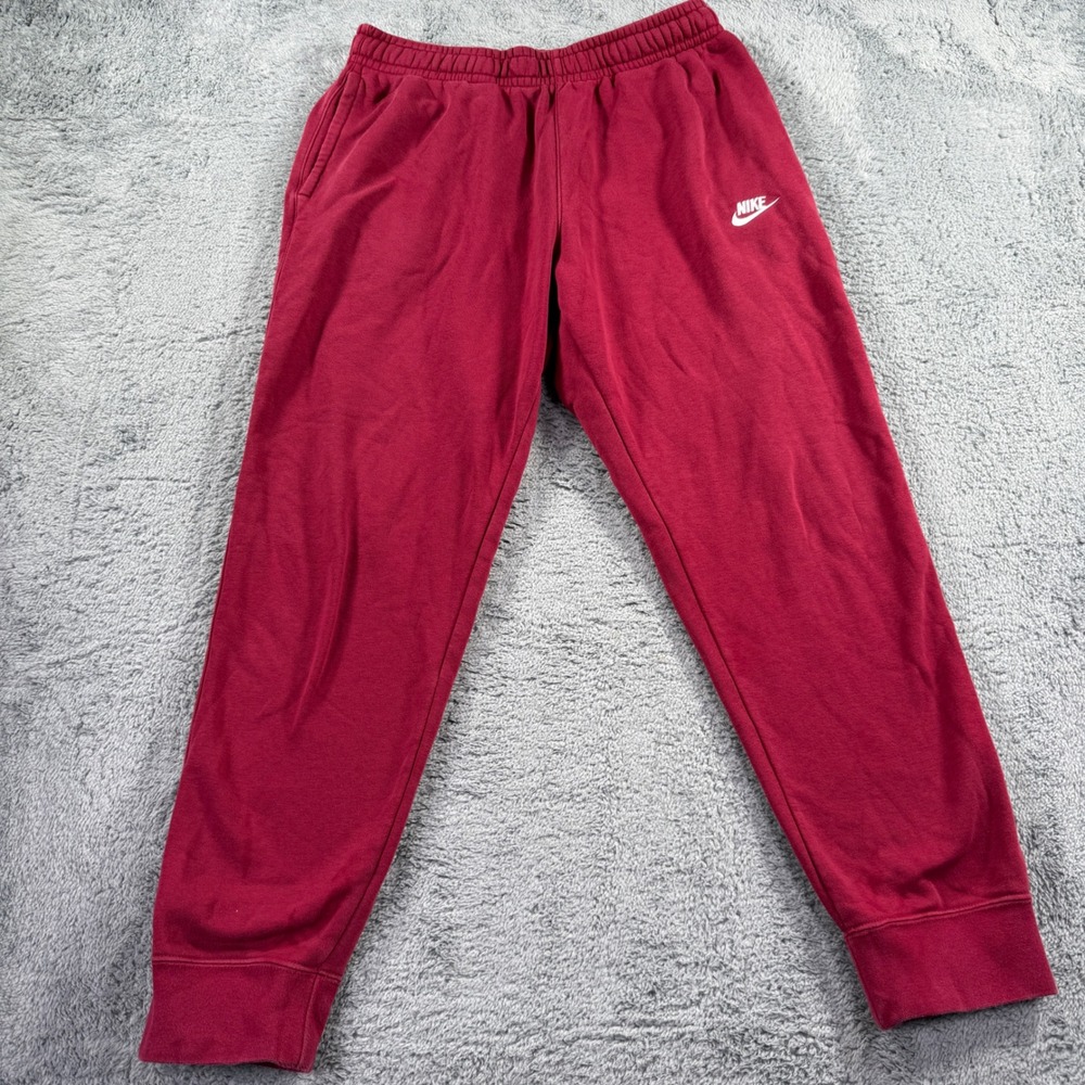 Nike Joggers Mens Large Burgundy Red Excellent Fleece Sweatpants BV2671-638